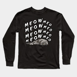 meow meow lazy cool cat Long Sleeve T-Shirt